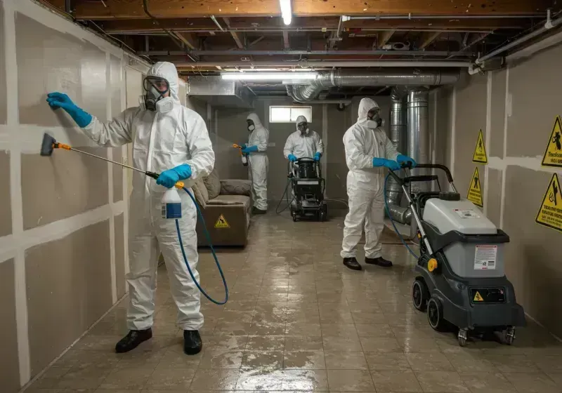 Basement Moisture Removal and Structural Drying process in Masury, OH